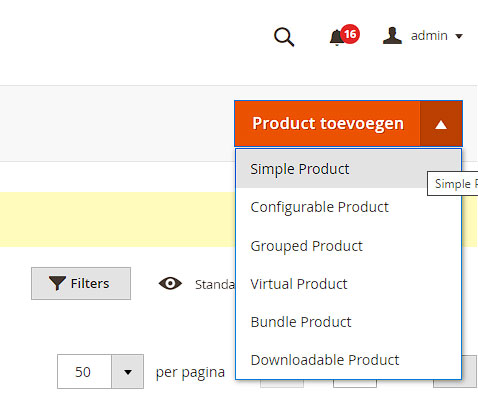 Magento 2 soorten producten